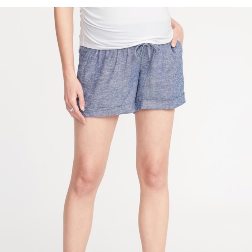 Old navy BLACK linen maternity shorts sz S